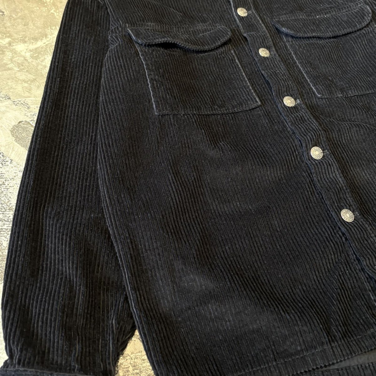 画像5: BOX SILHOUETTE BLACK COLOR CORDUROY JACKET / Mens M(L) (5)
