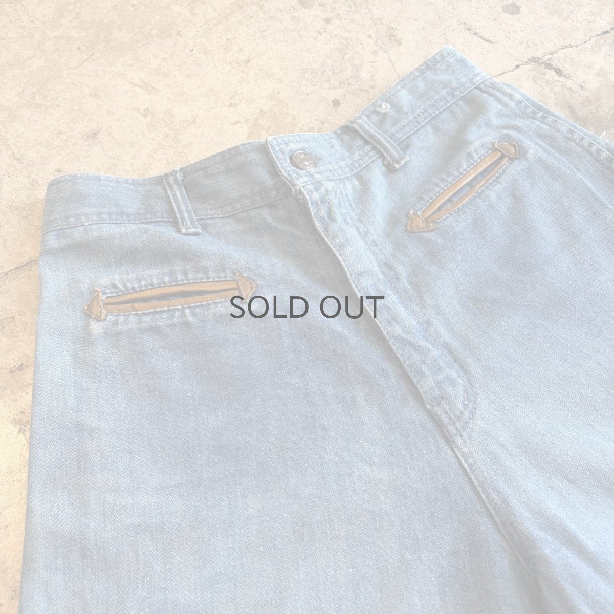 画像3: OLD WIDE DESIGN HALF DENIM PANTS / W27 (3)