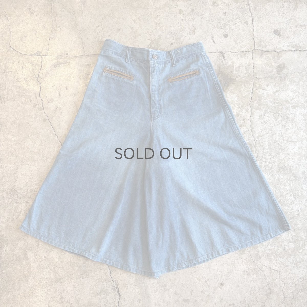 画像1: OLD WIDE DESIGN HALF DENIM PANTS / W27 (1)