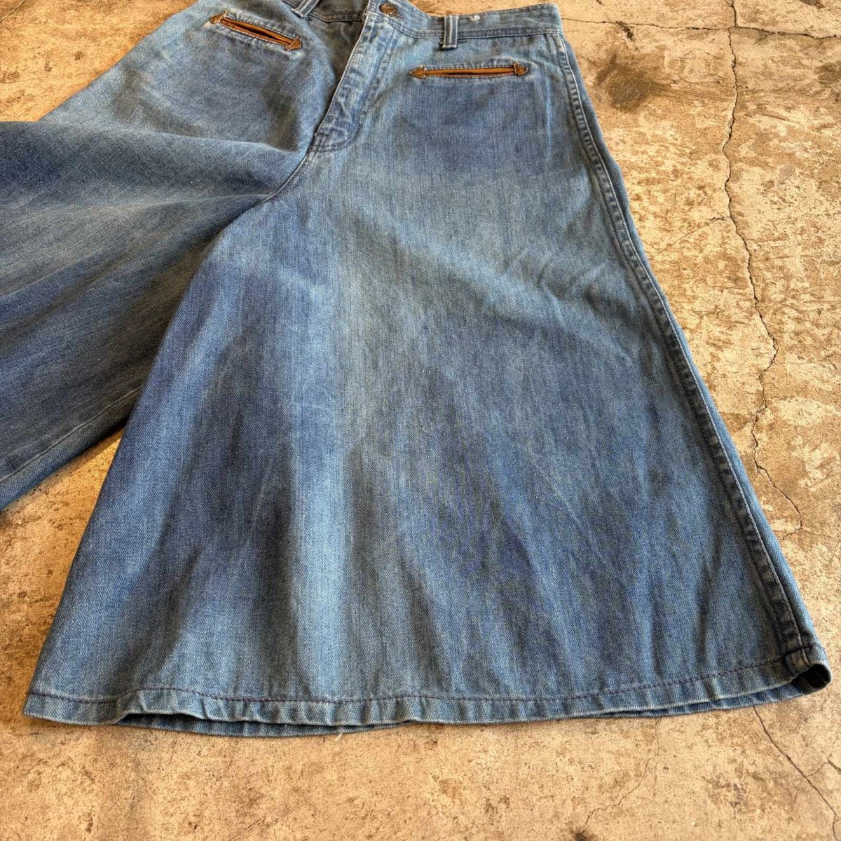 画像5: OLD WIDE DESIGN HALF DENIM PANTS / W27 (5)