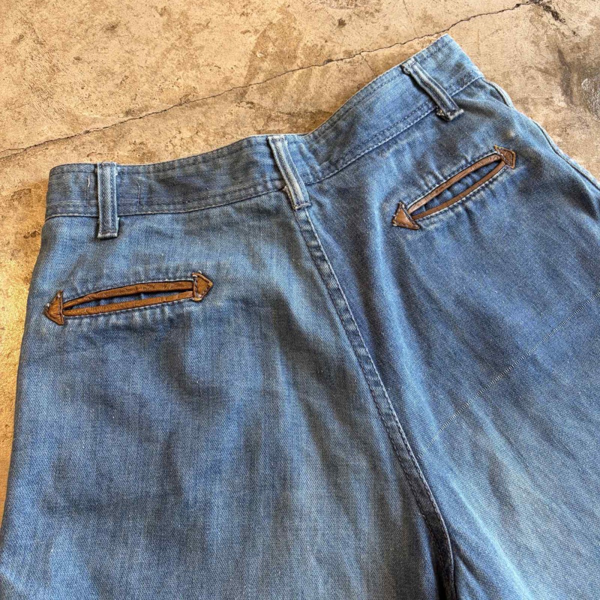 画像8: OLD WIDE DESIGN HALF DENIM PANTS / W27 (8)