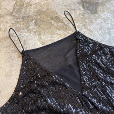 画像3: BLACK COLOR SPANGLE DESIGN POINT SHEER CAMISOLE / Ladies M (3)