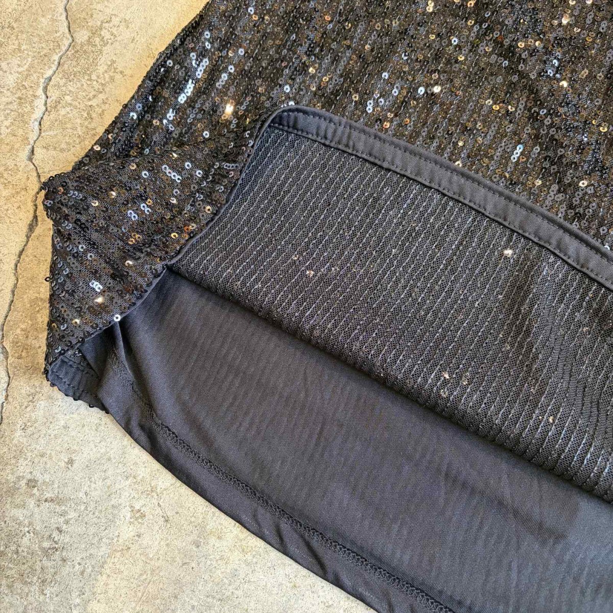 画像5: BLACK COLOR SPANGLE DESIGN POINT SHEER CAMISOLE / Ladies M (5)