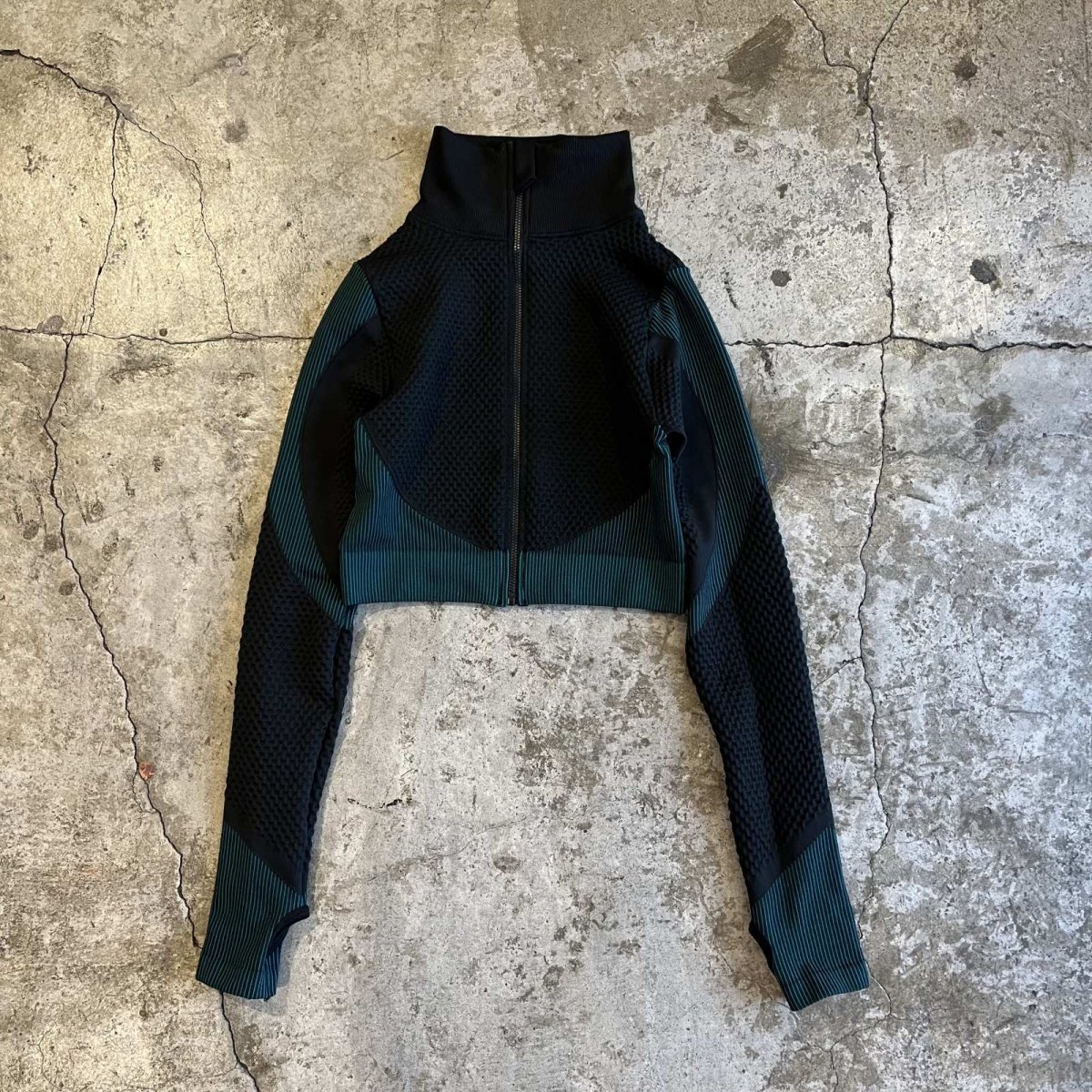 画像1: 2 TONE COLOR BLOCKING DESIGN SHORT ZIP UP L/S TOPS / Ladies XS~S(M) (1)