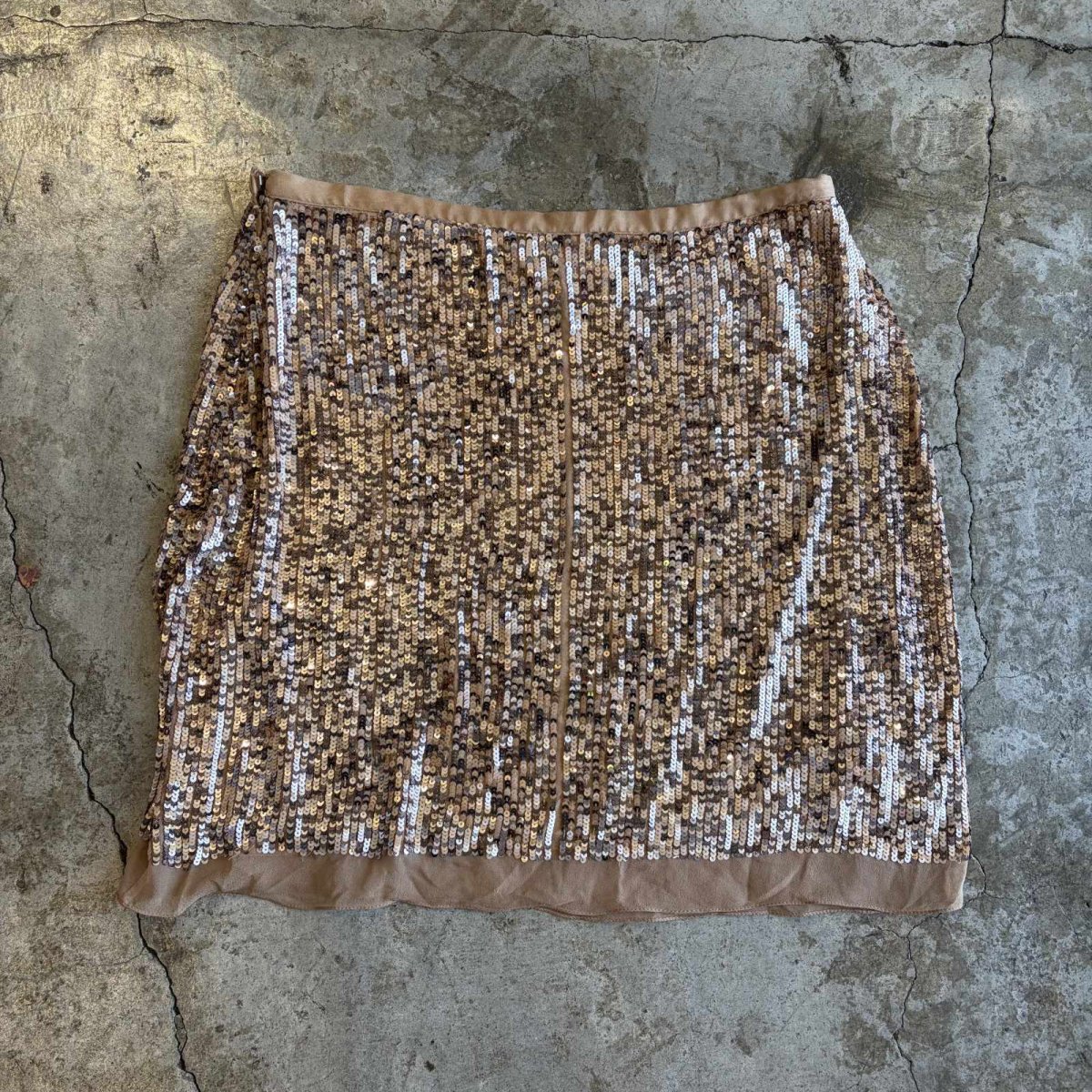 画像2: SEQUINS DESIGN COLOR SILK SKIRT / W30 (2)