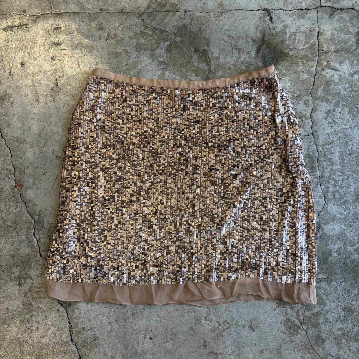 画像1: SEQUINS DESIGN COLOR SILK SKIRT / W30 (1)