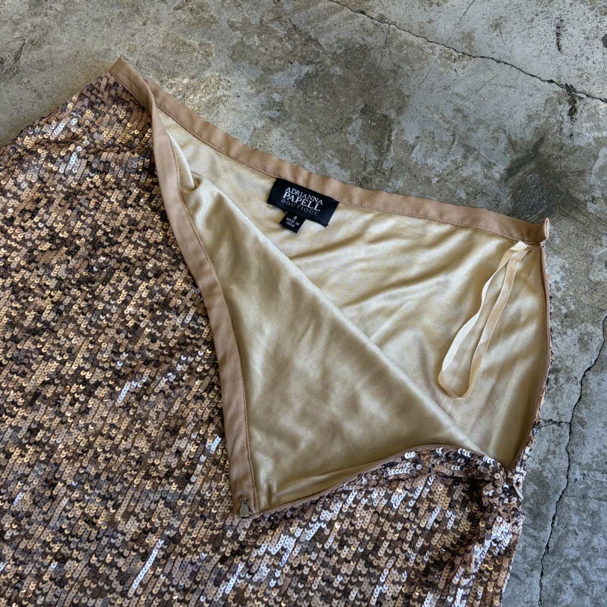 画像7: SEQUINS DESIGN COLOR SILK SKIRT / W30 (7)