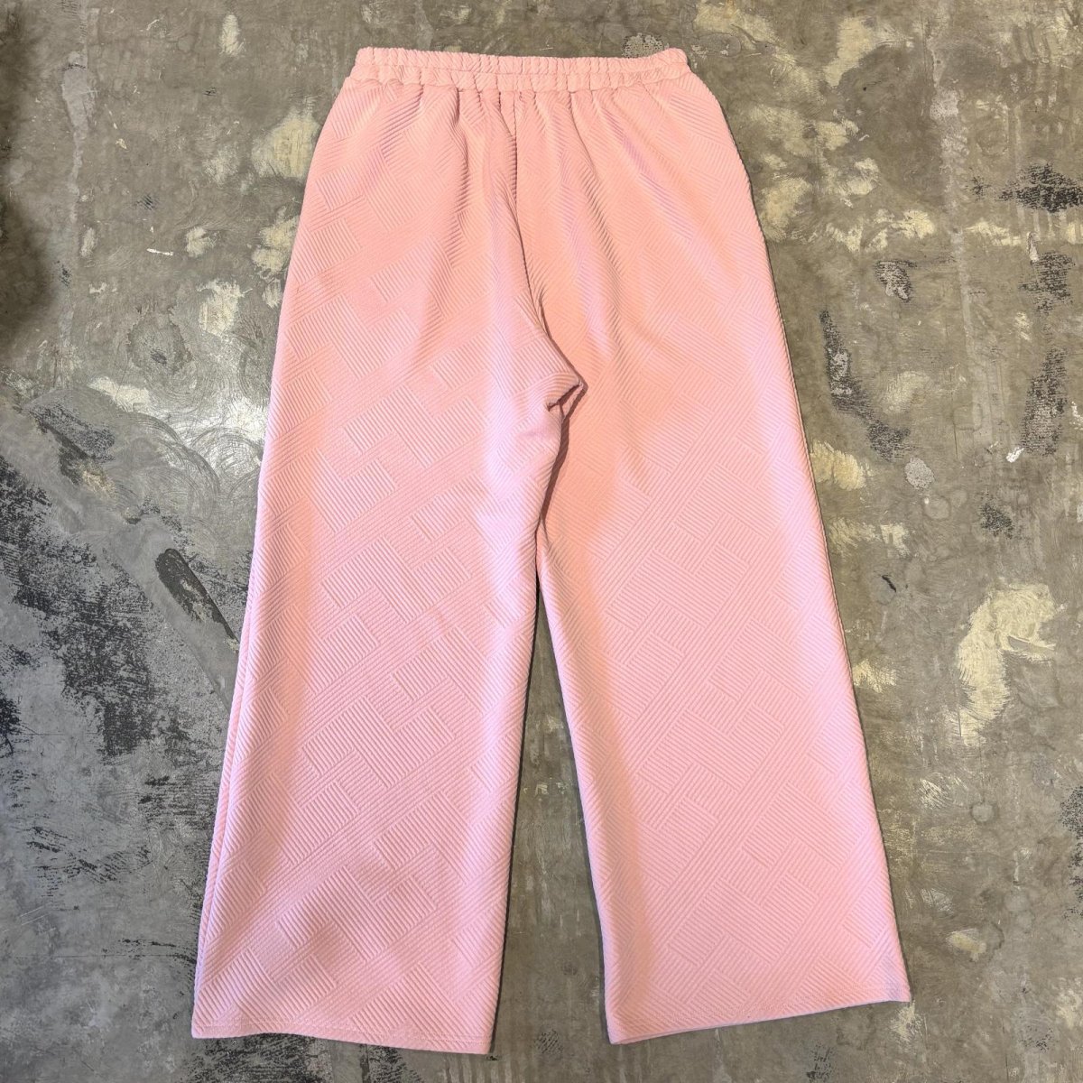 画像2: PINK COLOR 3D PATTERN WIDE SILHOUETTE PANTS / W30~FREE (2)