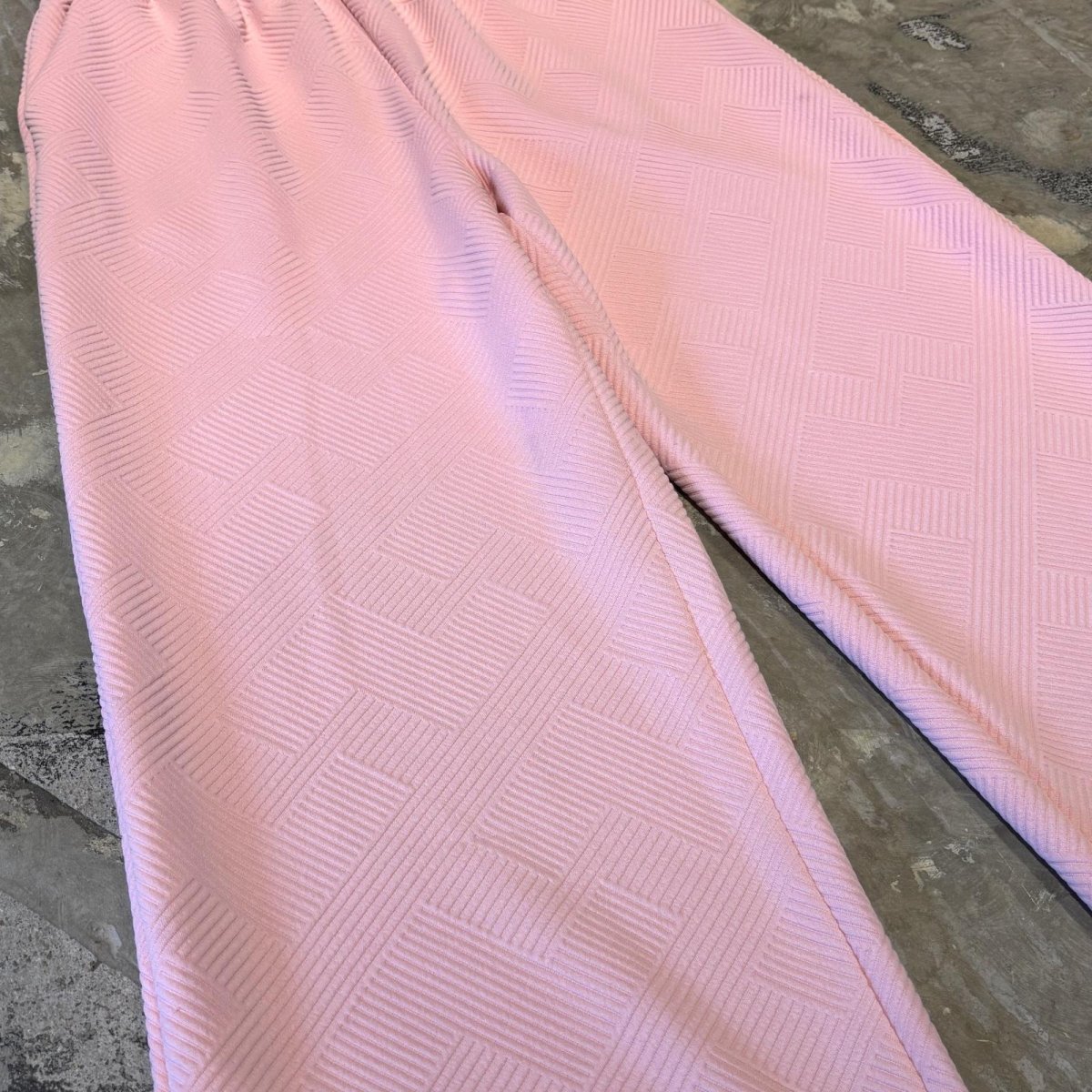 画像5: PINK COLOR 3D PATTERN WIDE SILHOUETTE PANTS / W30~FREE (5)