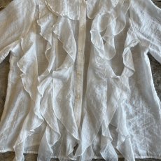 画像9: FRONT FRILL LINE DESIGN SHEER L/S BLOUSE / Ladies M (9)