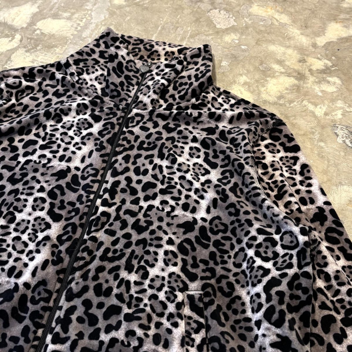 画像4: ALL OVER LEOPARD PATTERN VELOUR ZIP UP JACKET / Mens XL (4)