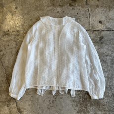 画像2: FRONT FRILL LINE DESIGN SHEER L/S BLOUSE / Ladies M (2)