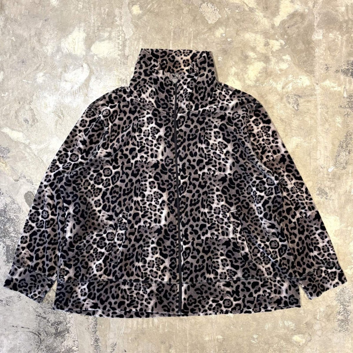 画像1: ALL OVER LEOPARD PATTERN VELOUR ZIP UP JACKET / Mens XL (1)