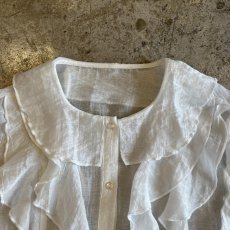 画像7: FRONT FRILL LINE DESIGN SHEER L/S BLOUSE / Ladies M (7)