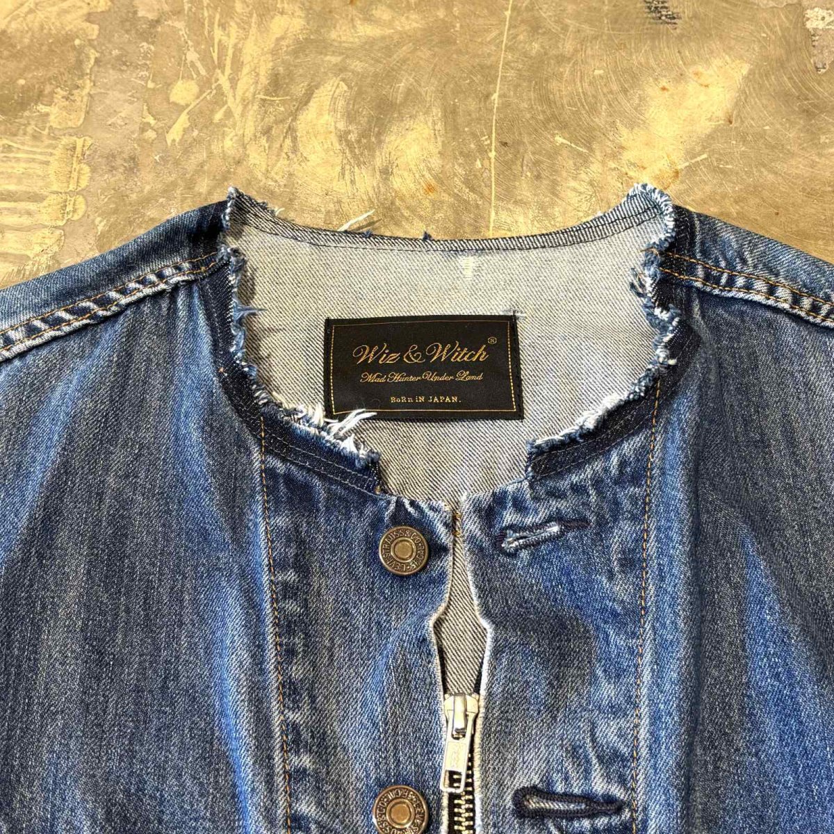 画像11: 【Wiz&Witch】"WANDERER" NO COLLAR ZIP UP DENIM JACKET / OS (11)