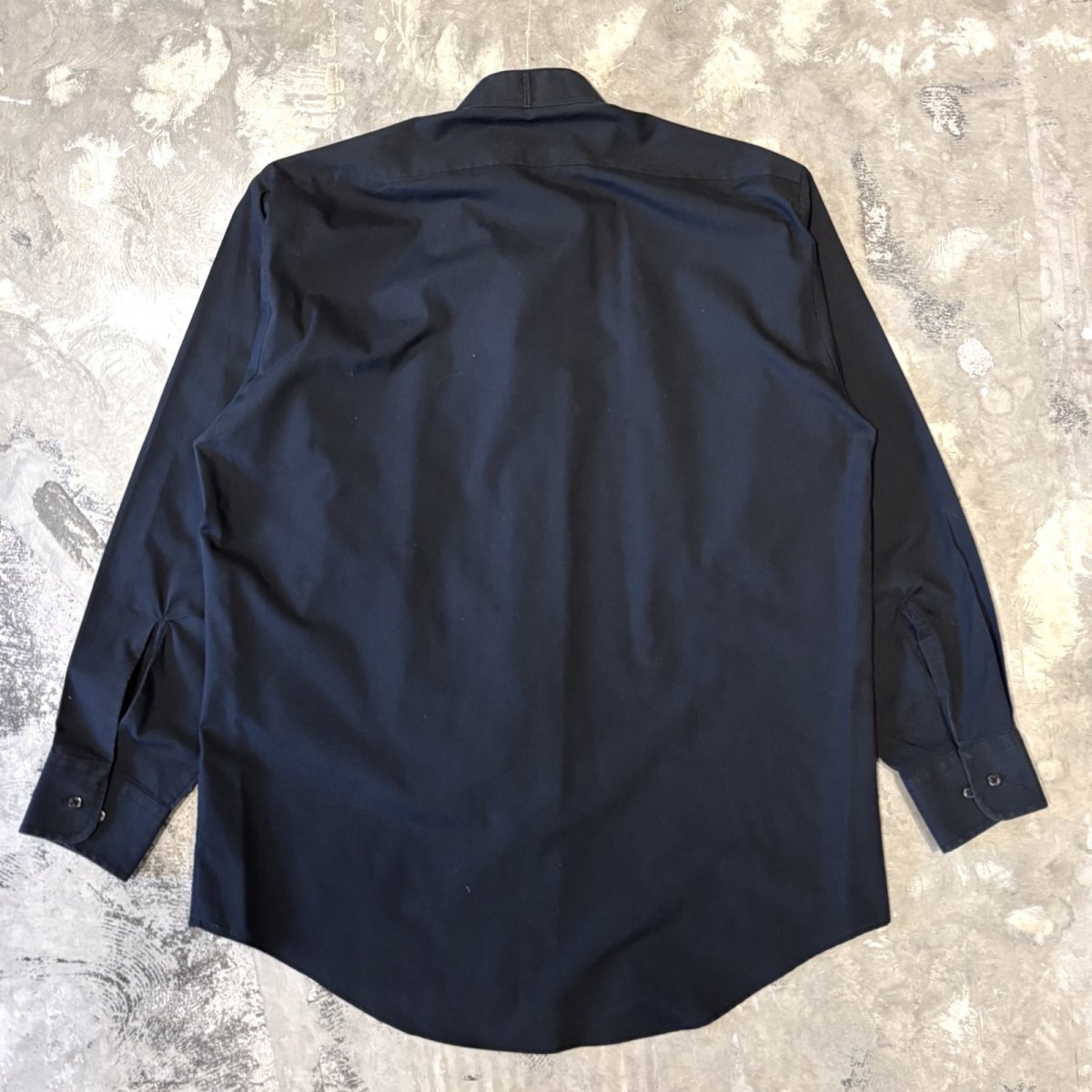 画像2: FRONT PLEATED BLACK COLOR DRESS L/S SHIRT / Mens L (2)