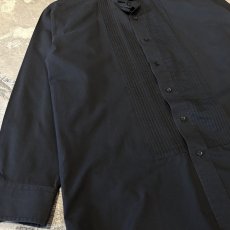 画像5: FRONT PLEATED BLACK COLOR DRESS L/S SHIRT / Mens L (5)