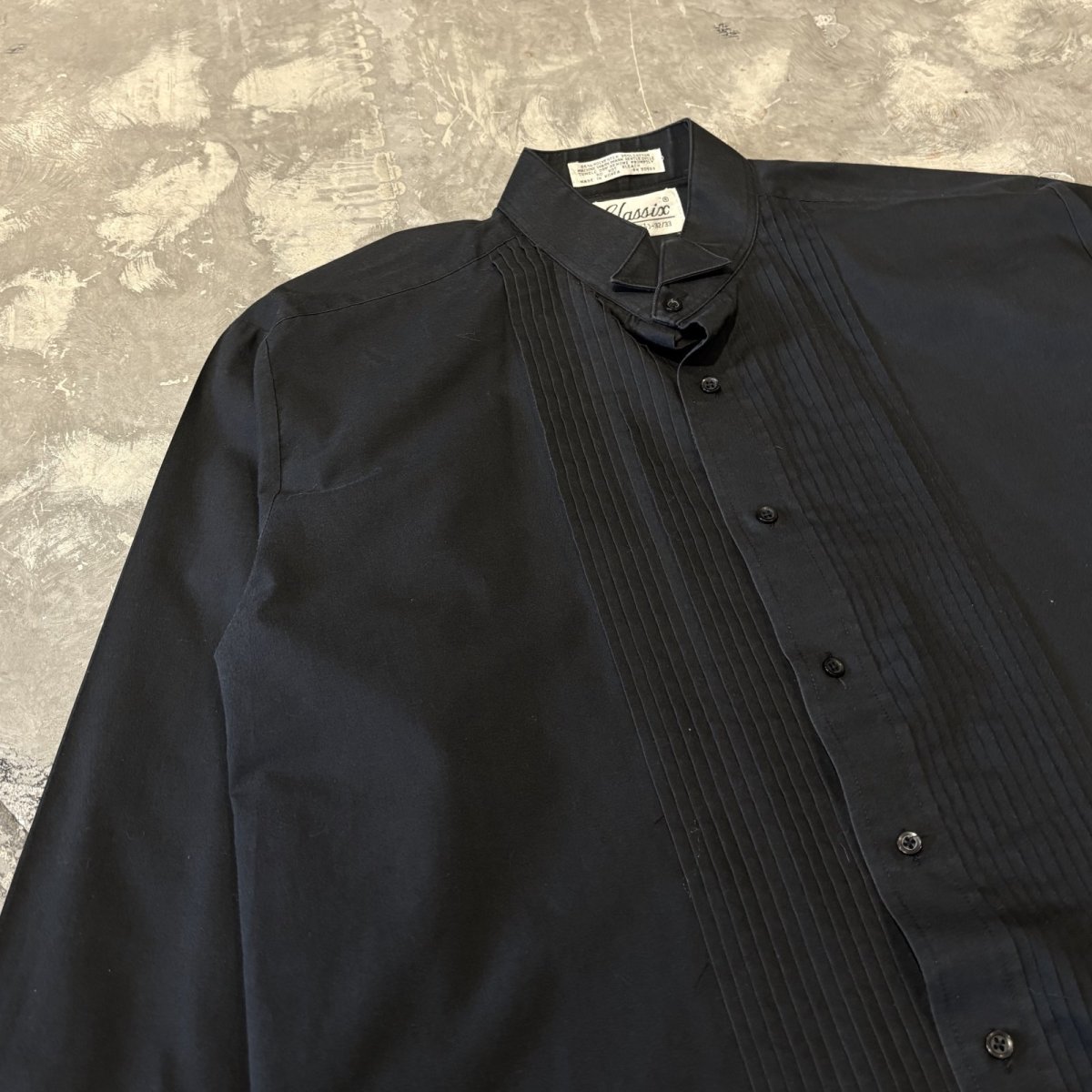 画像3: FRONT PLEATED BLACK COLOR DRESS L/S SHIRT / Mens L (3)