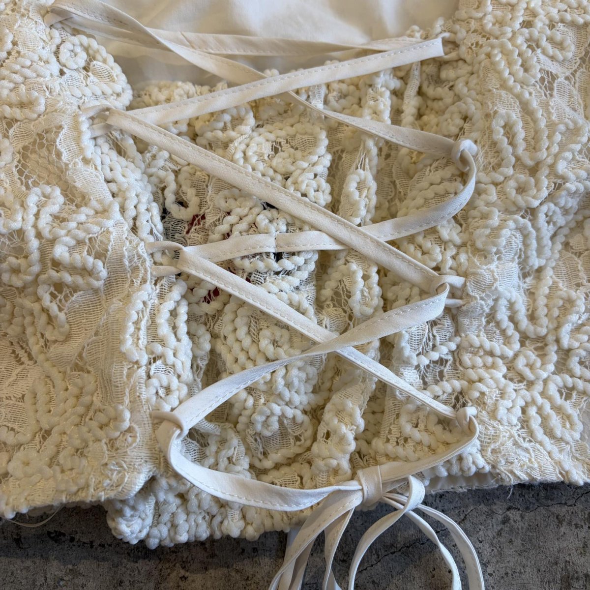 画像7: BACK LACE UP DESIGN PUFF SLLEVE SHORT TOPS / Ladies S(M)  (7)