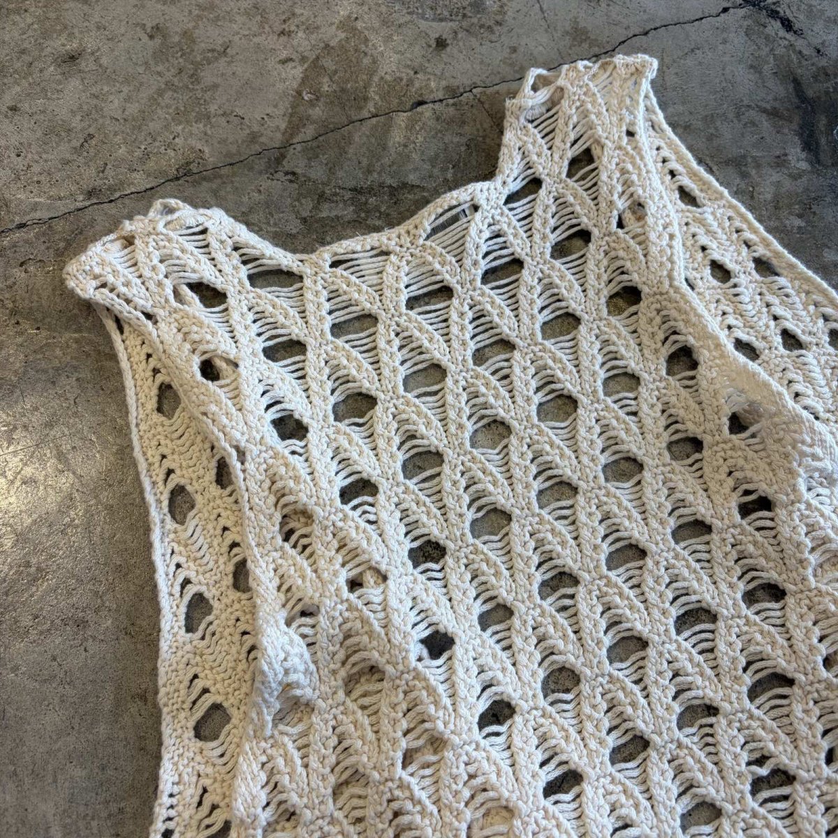 画像7: CROCHET DESIGN LONG FRINGE VEST / Ladies S(M) (7)