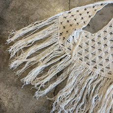 画像5: CROCHET DESIGN LONG FRINGE VEST / Ladies S(M) (5)