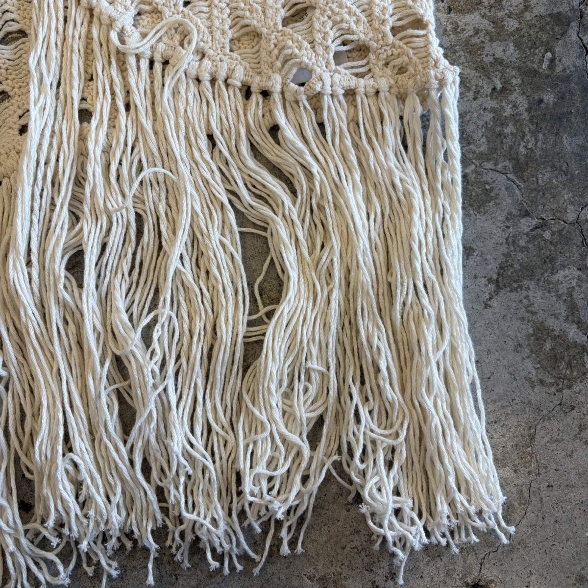 画像6: CROCHET DESIGN LONG FRINGE VEST / Ladies S(M) (6)