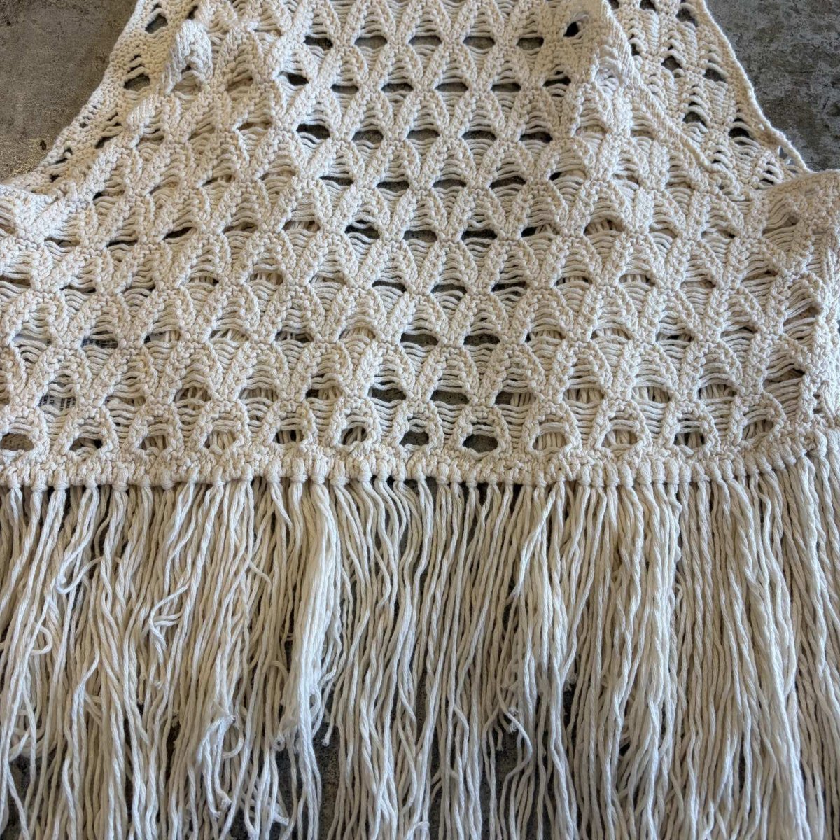 画像8: CROCHET DESIGN LONG FRINGE VEST / Ladies S(M) (8)