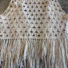 画像8: CROCHET DESIGN LONG FRINGE VEST / Ladies S(M) (8)