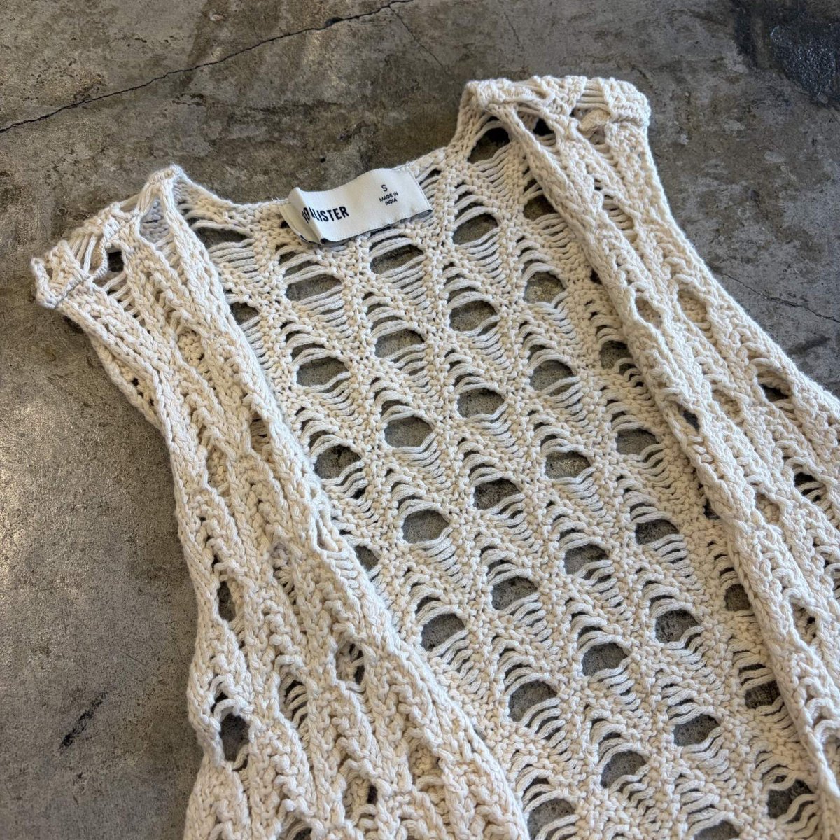 画像3: CROCHET DESIGN LONG FRINGE VEST / Ladies S(M) (3)