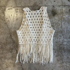 画像2: CROCHET DESIGN LONG FRINGE VEST / Ladies S(M) (2)