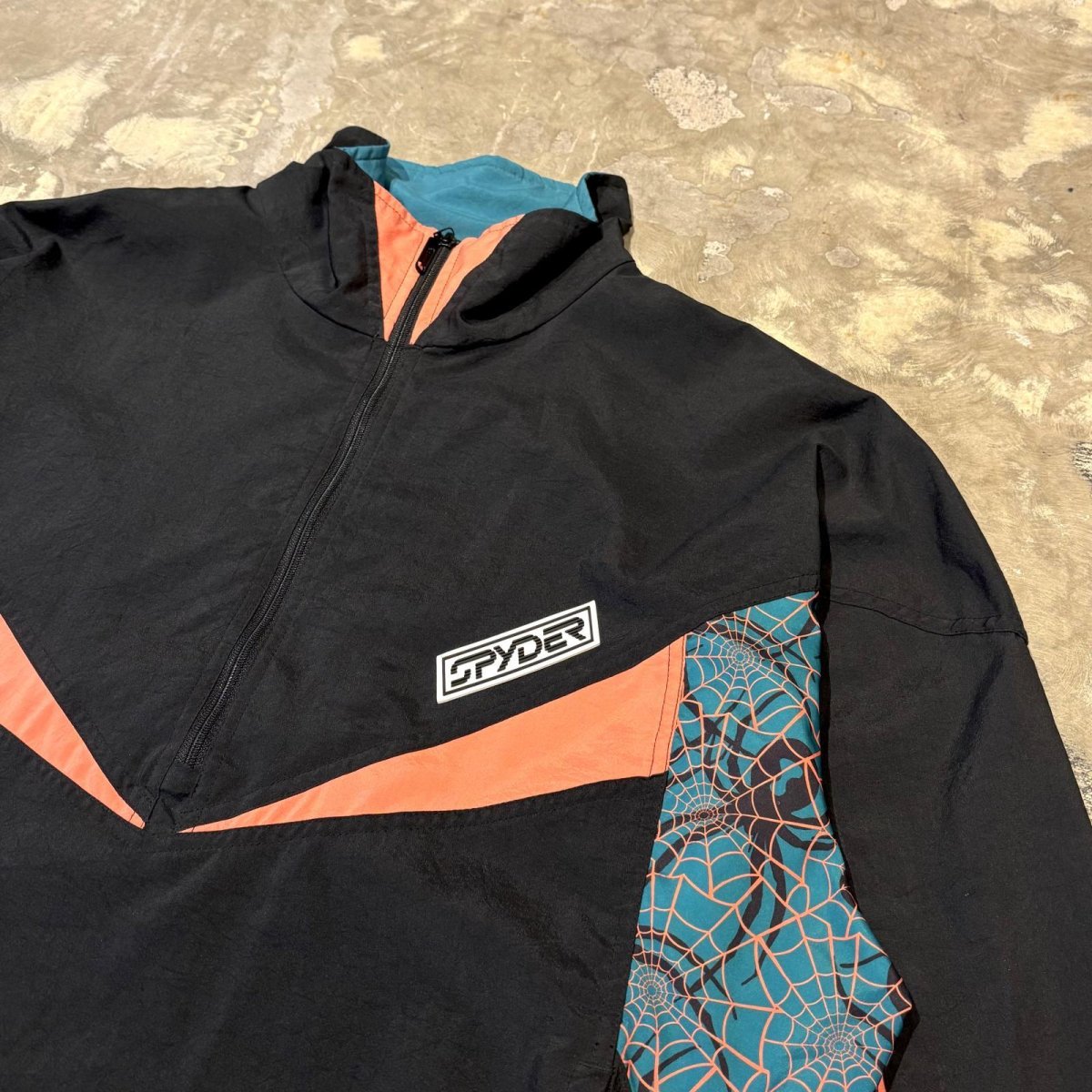 画像4: 90's "SPIDER" PATTERN SWITCHED HALF ZIP L/S TOPS / Mens L (4)
