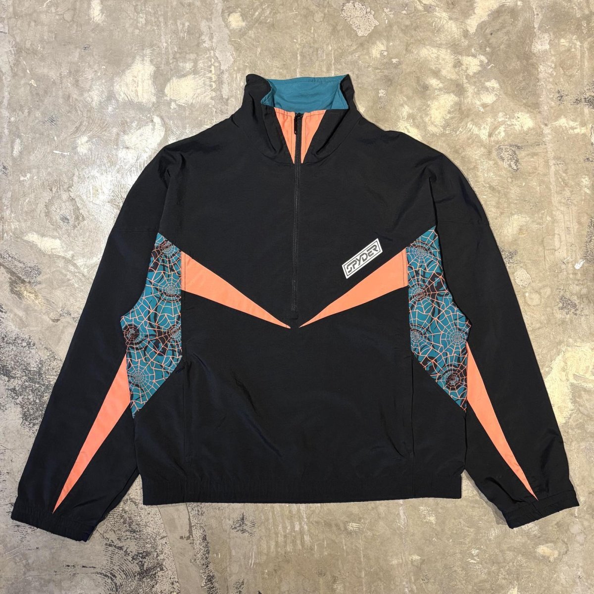 画像1: 90's "SPIDER" PATTERN SWITCHED HALF ZIP L/S TOPS / Mens L (1)