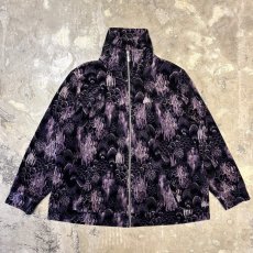 画像1: ALL OVER ARTISTIC PATTERN VELOUR ZIP UP JACKET / Mens XL (1)