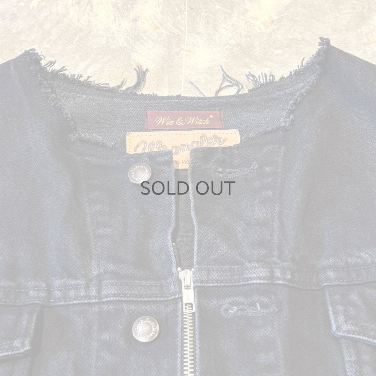 画像11: 【Wiz&Witch】"WANDERER" NO COLLAR ZIP UP DENIM JACKET / BLACK / OS (11)
