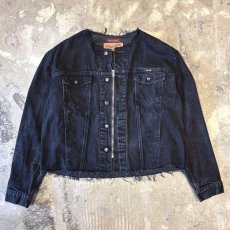 画像1: 【Wiz&Witch】"WANDERER" NO COLLAR ZIP UP DENIM JACKET / BLACK / OS (1)