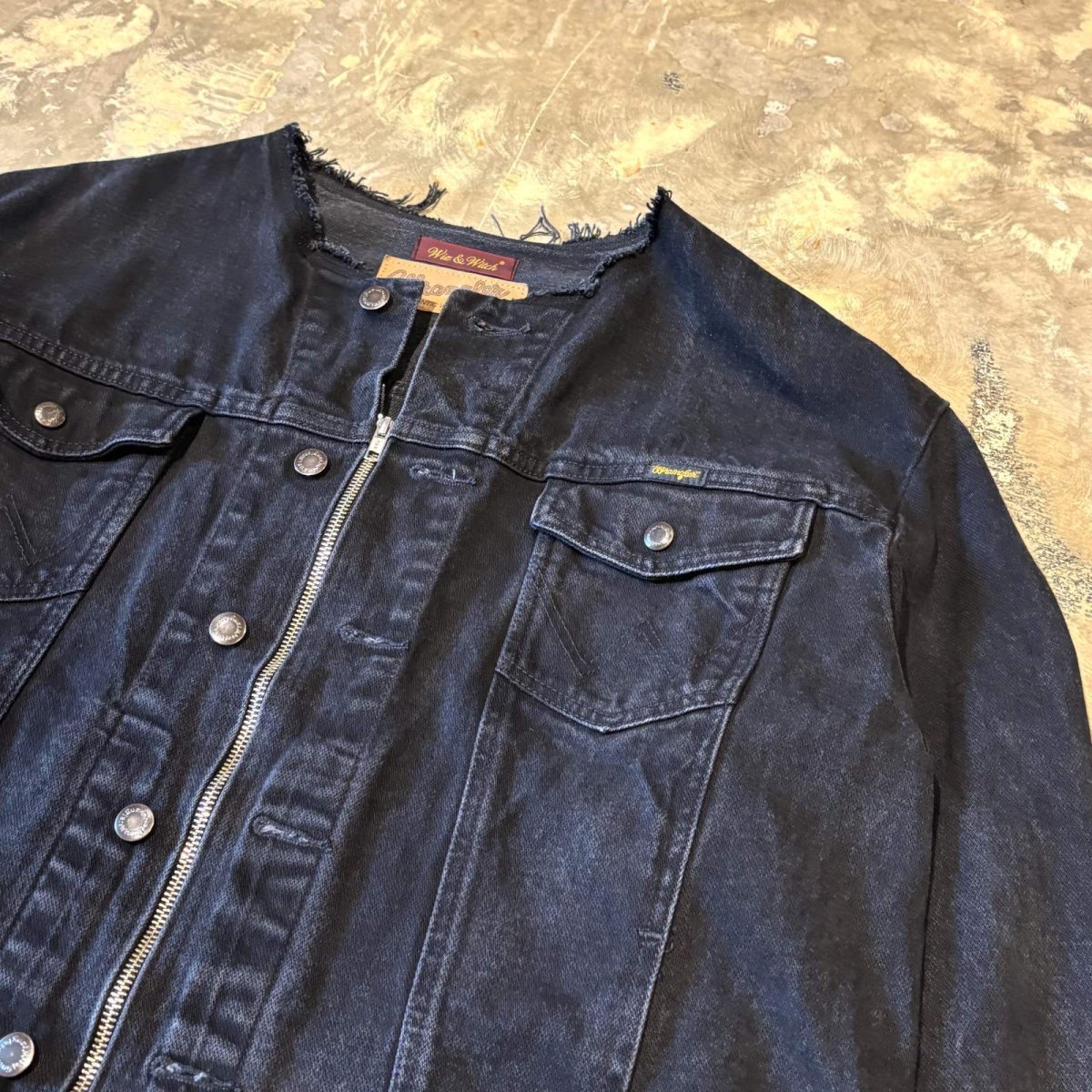 画像5: 【Wiz&Witch】"WANDERER" NO COLLAR ZIP UP DENIM JACKET / BLACK / OS (5)