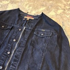 画像5: 【Wiz&Witch】"WANDERER" NO COLLAR ZIP UP DENIM JACKET / BLACK / OS (5)