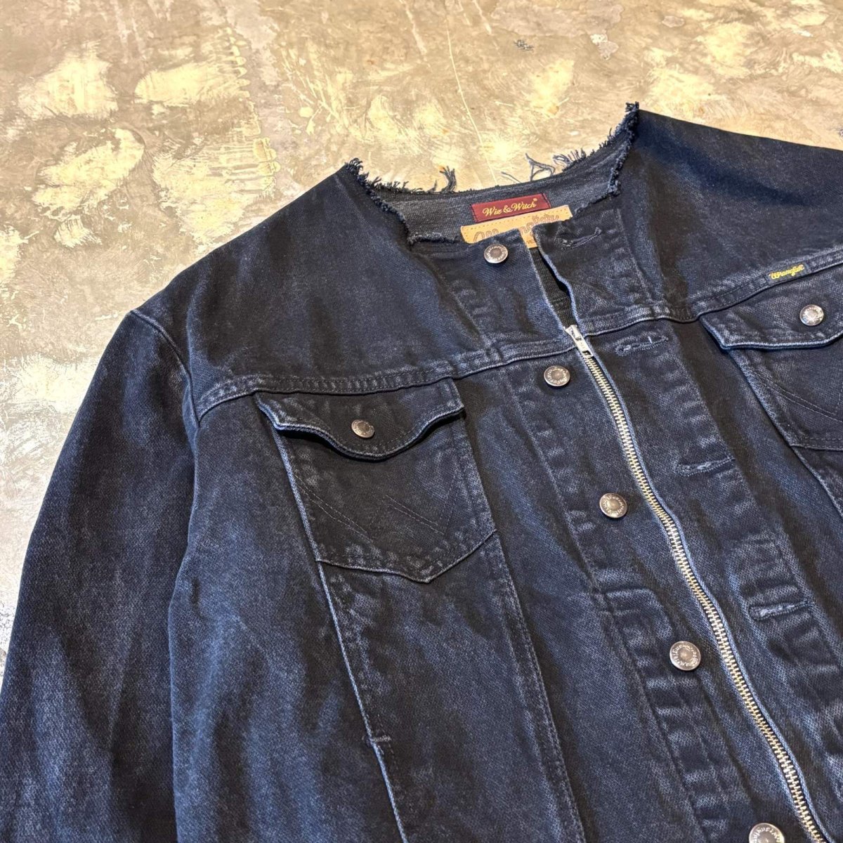 画像4: 【Wiz&Witch】"WANDERER" NO COLLAR ZIP UP DENIM JACKET / BLACK / OS (4)