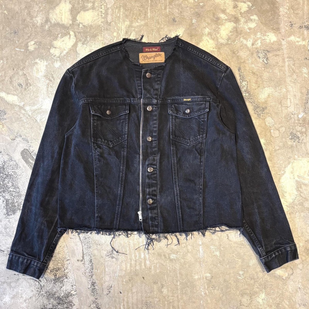 画像2: 【Wiz&Witch】"WANDERER" NO COLLAR ZIP UP DENIM JACKET / BLACK / OS (2)