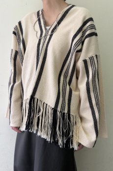 画像12: DOWN FRINGE DESIGN STRIPE PATTERN L/S TOPS / Ladies L(XS) (12)