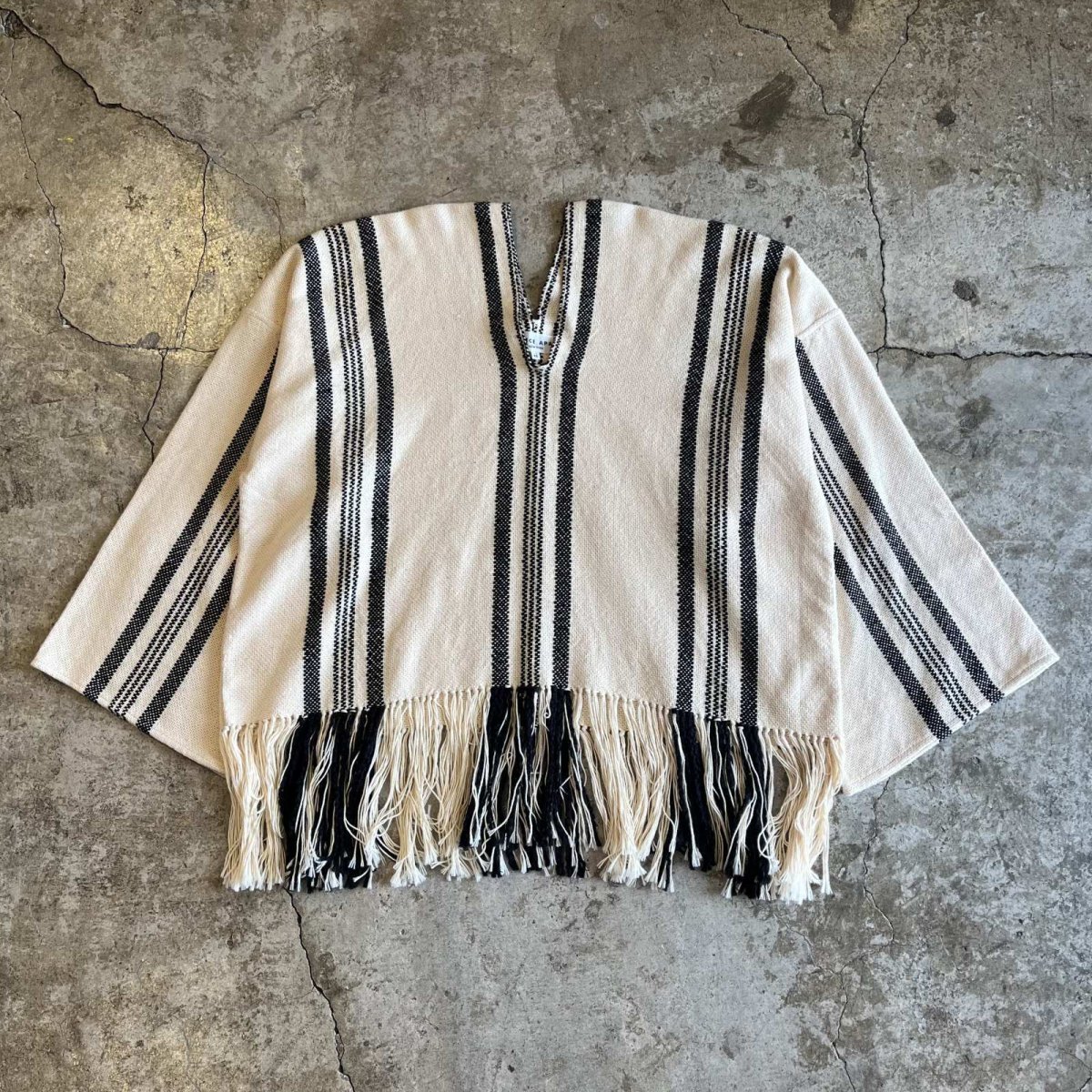 画像1: DOWN FRINGE DESIGN STRIPE PATTERN L/S TOPS / Ladies L(XS) (1)