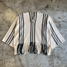 画像1: DOWN FRINGE DESIGN STRIPE PATTERN L/S TOPS / Ladies L(XS) (1)