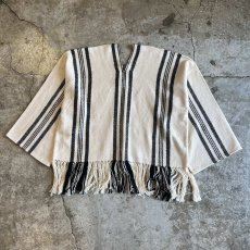 画像2: DOWN FRINGE DESIGN STRIPE PATTERN L/S TOPS / Ladies L(XS) (2)