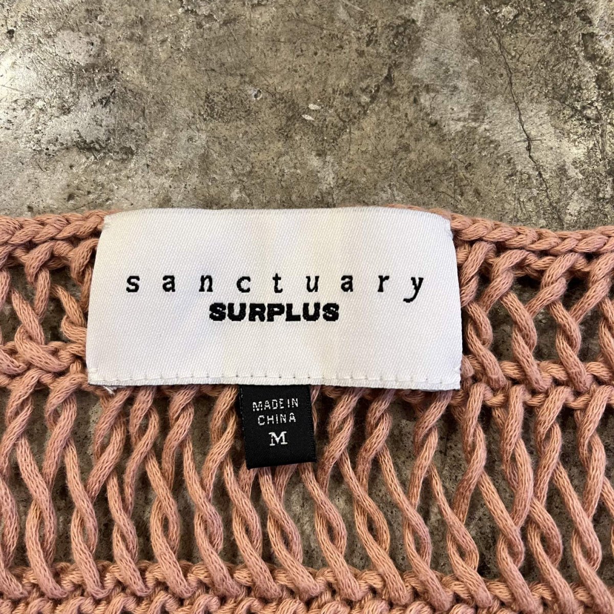 画像12: PINK COLOR MESH BOAT NECK DESIGN COTTON L/S KNIT TOPS / Ladies M (12)