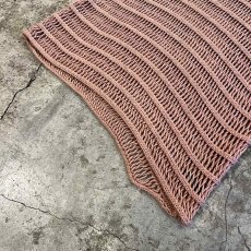 画像4: PINK COLOR MESH BOAT NECK DESIGN COTTON L/S KNIT TOPS / Ladies M (4)