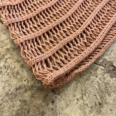 画像3: PINK COLOR MESH BOAT NECK DESIGN COTTON L/S KNIT TOPS / Ladies M (3)