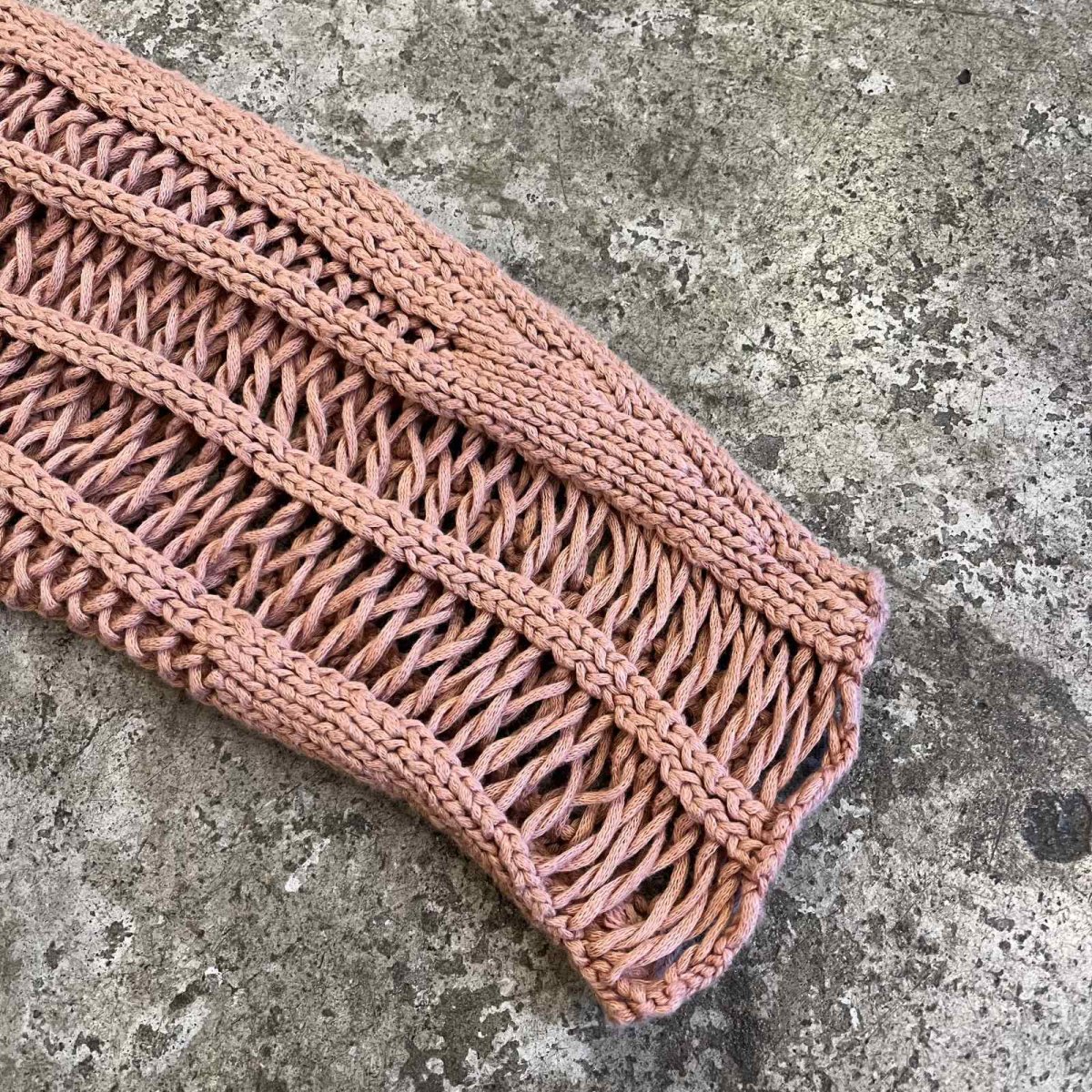 画像6: PINK COLOR MESH BOAT NECK DESIGN COTTON L/S KNIT TOPS / Ladies M (6)