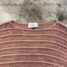 画像9: PINK COLOR MESH BOAT NECK DESIGN COTTON L/S KNIT TOPS / Ladies M (9)