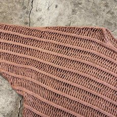 画像10: PINK COLOR MESH BOAT NECK DESIGN COTTON L/S KNIT TOPS / Ladies M (10)