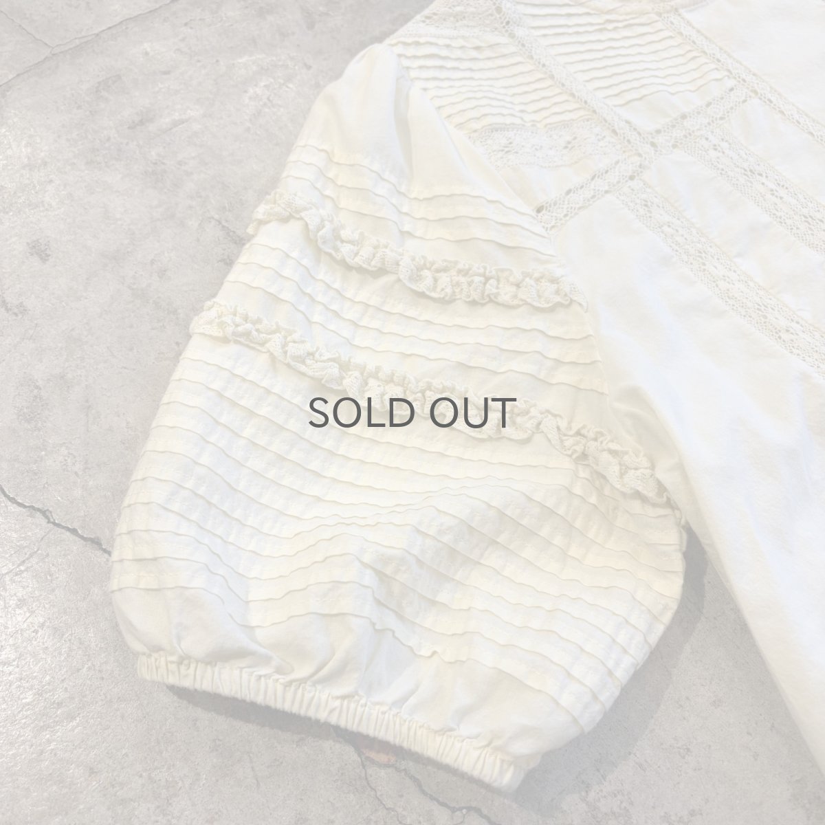 画像6: POINT FRILL LACE DESIGN SLEEVE S/S BLOUSE / Ladies M (6)